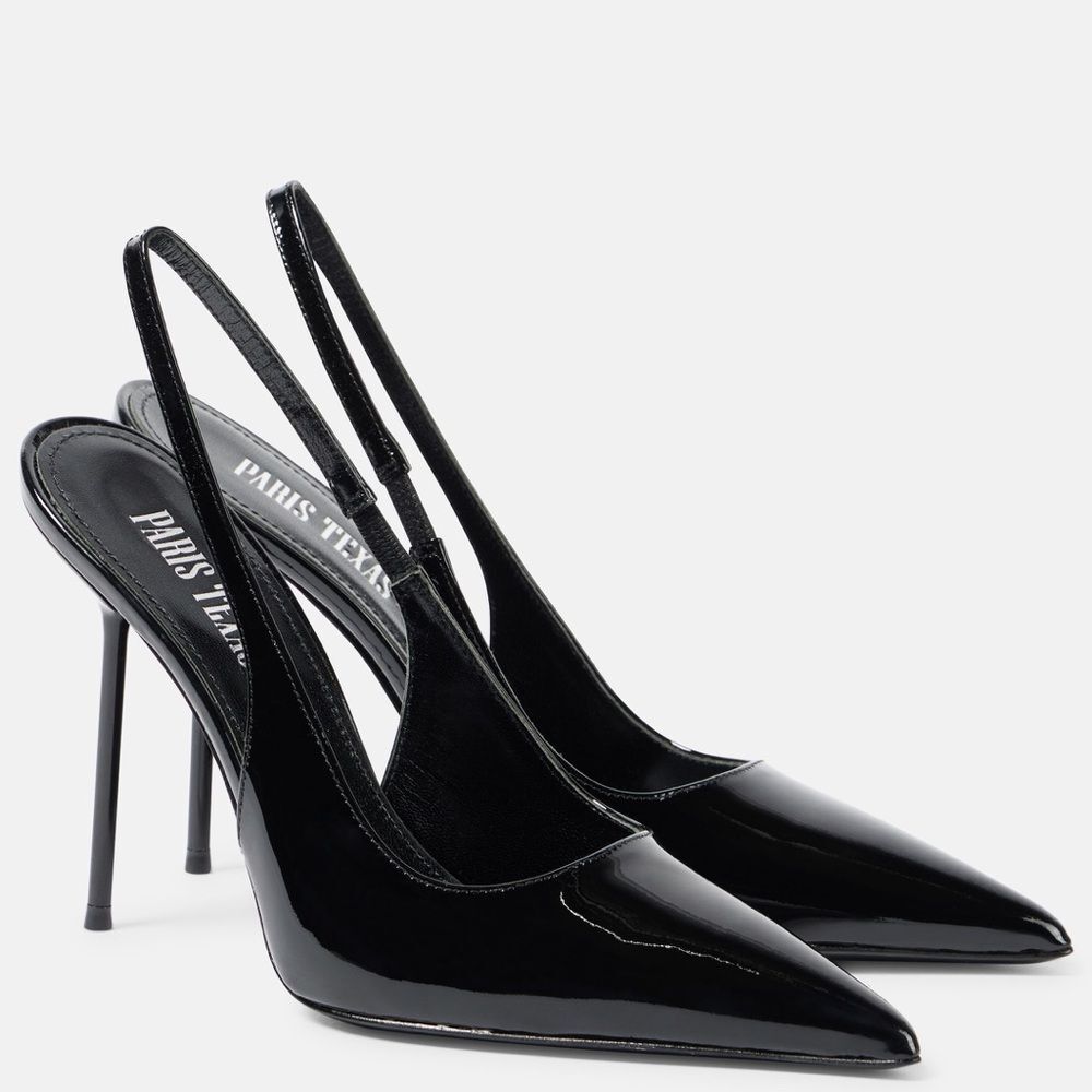 Paris Texas Sleek Black Slingback Heels